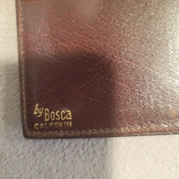 Hugo Bosca Brown Calf Skin Leather check wallet Vintage - Picture 3 of 9
